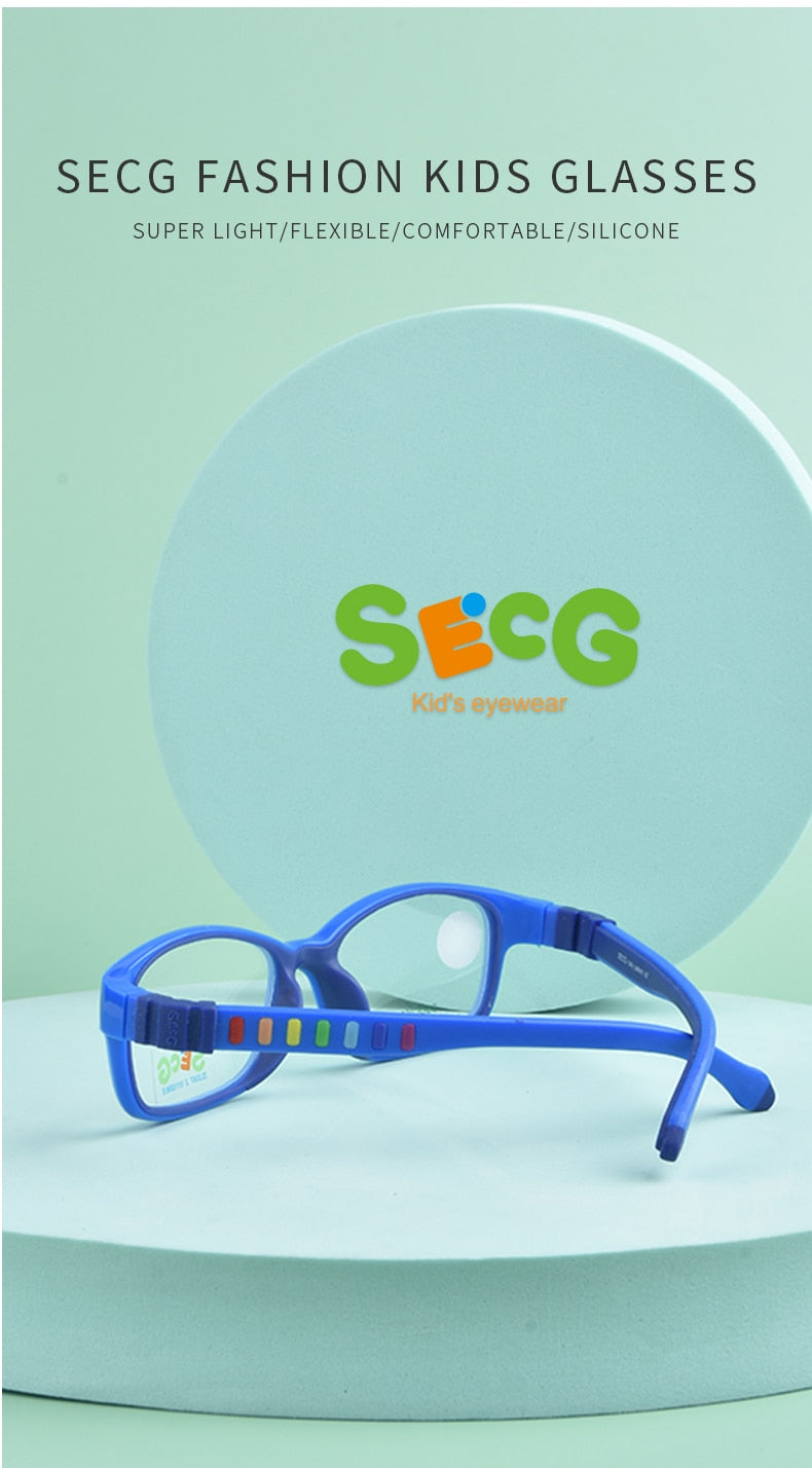 SECG – monture de lunettes en silicone souple pour enfants, verres de Prescription pour enfants, monture de lunettes optique de sécurité, Anti-chute de pression, TR90