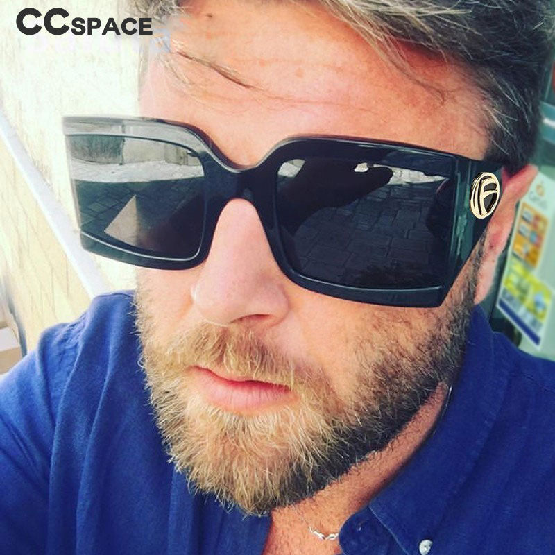 Lunettes de soleil Vintage UV400 à grande monture carrée pour femme et homme.