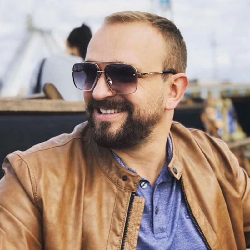 Lunettes De soleil carrées en métal pour hommes.