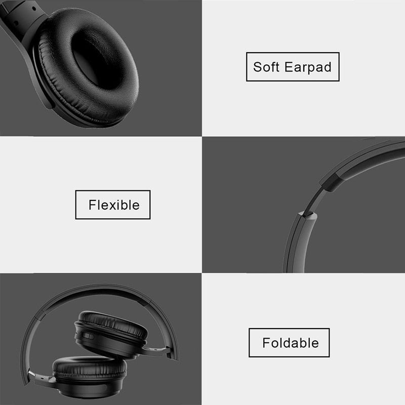 Casque sans fil H1 Pro Casque supra-auriculaire compatible Bluetooth 5.0 Écouteur stéréo HIFI avec prise en charge du micro Carte TF / câble audio