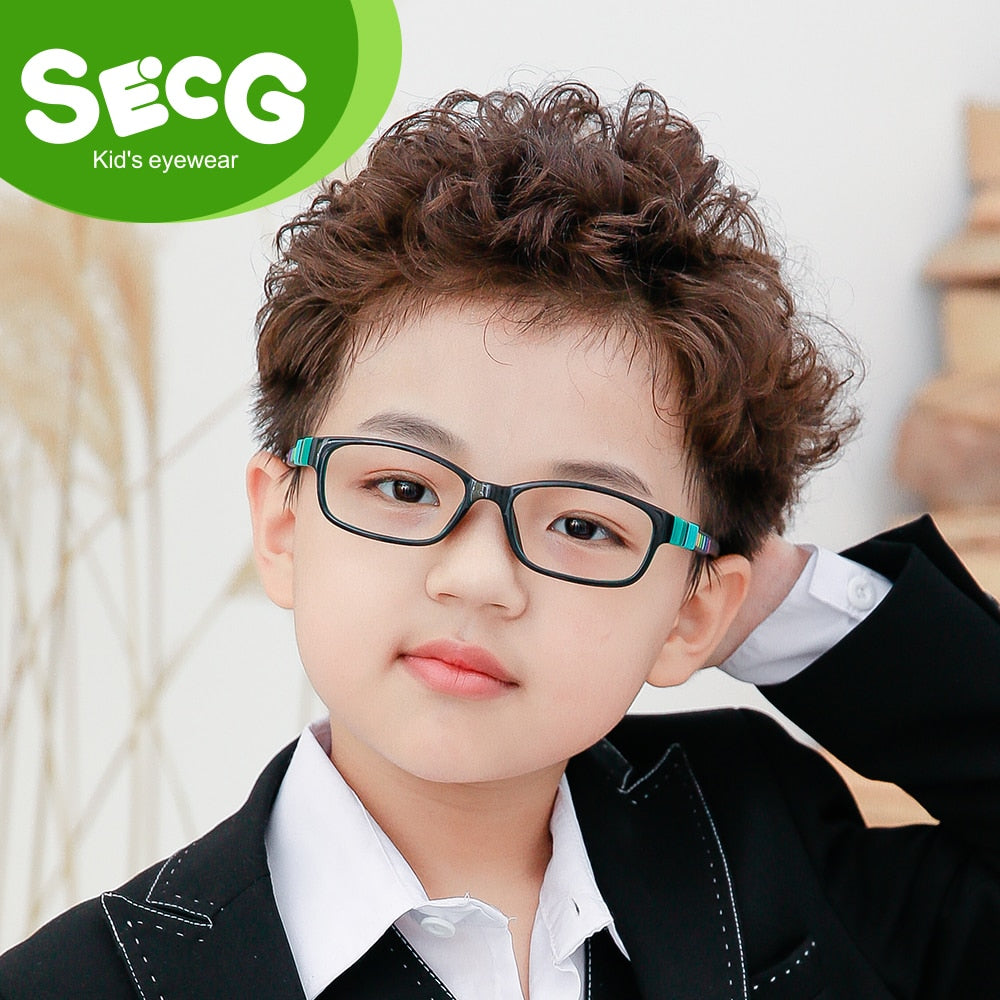 SECG – monture de lunettes en silicone souple pour enfants, verres de Prescription pour enfants, monture de lunettes optique de sécurité, Anti-chute de pression, TR90