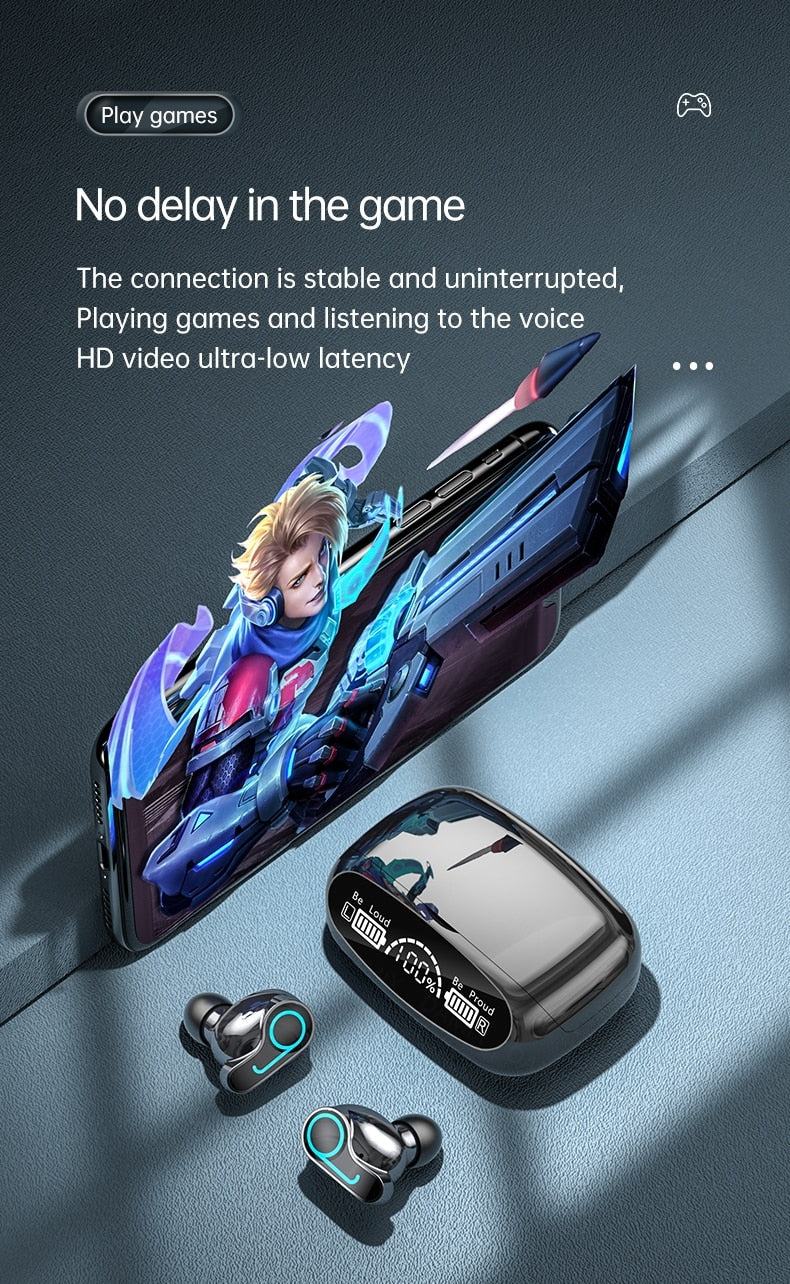 Nouveau sans fil V5.1 Bluetooth écouteur HD casque stéréo sport casque étanche avec double micro et étui de charge de batterie 2000mAh