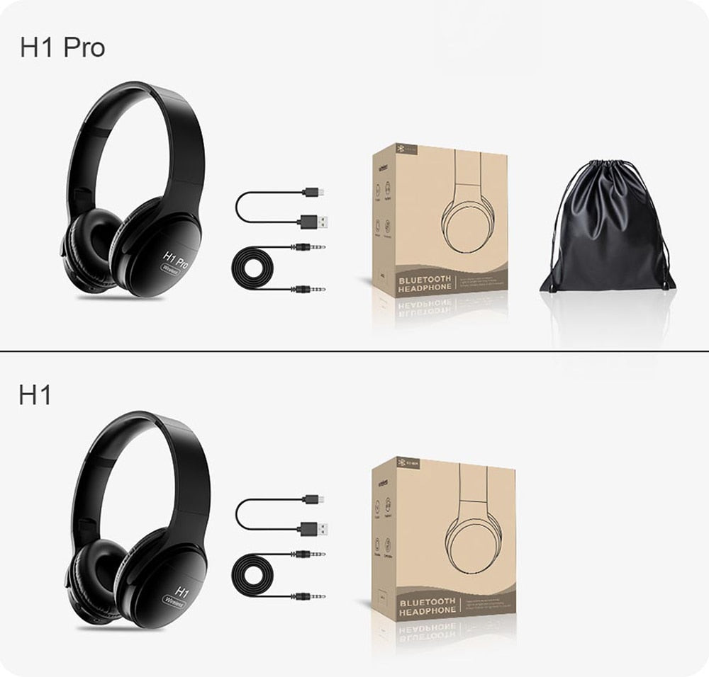 Casque sans fil H1 Pro Casque supra-auriculaire compatible Bluetooth 5.0 Écouteur stéréo HIFI avec prise en charge du micro Carte TF / câble audio
