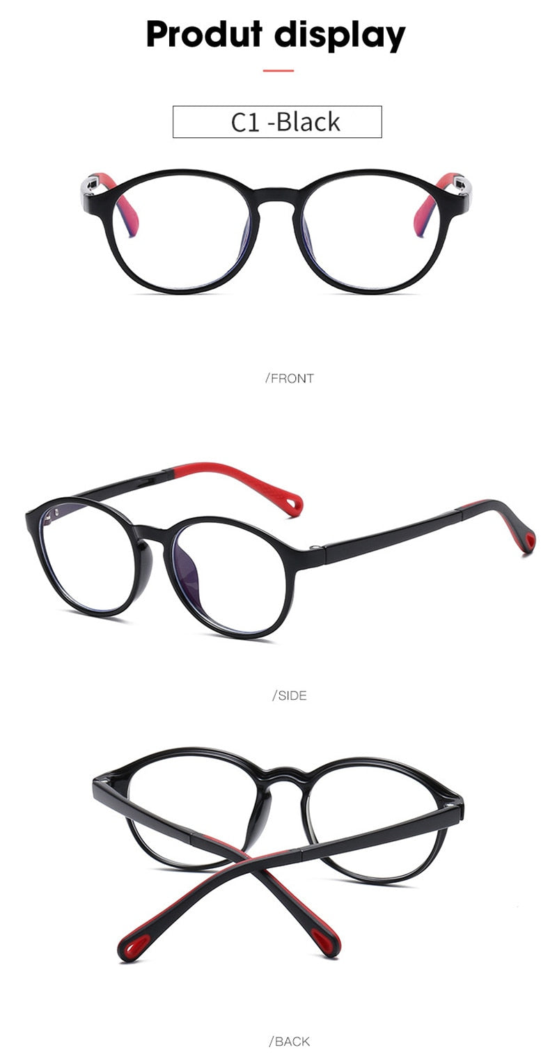 Semfly Enfants Silicone Lunettes Rétro Petit Cadre Rond Enfants Ultra-Léger TR90 Lunettes Cadre Protection Lentille Optique Lunettes