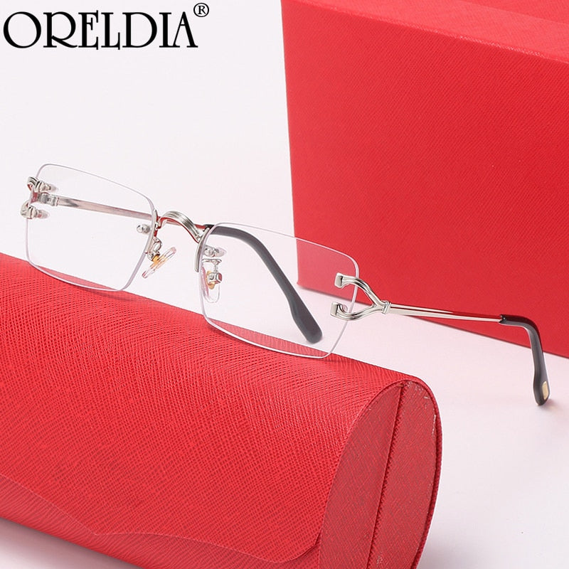 Lunettes de soleil en métal sans bords, carrées, grande C, lunettes de soleil de luxe pour femmes et hommes