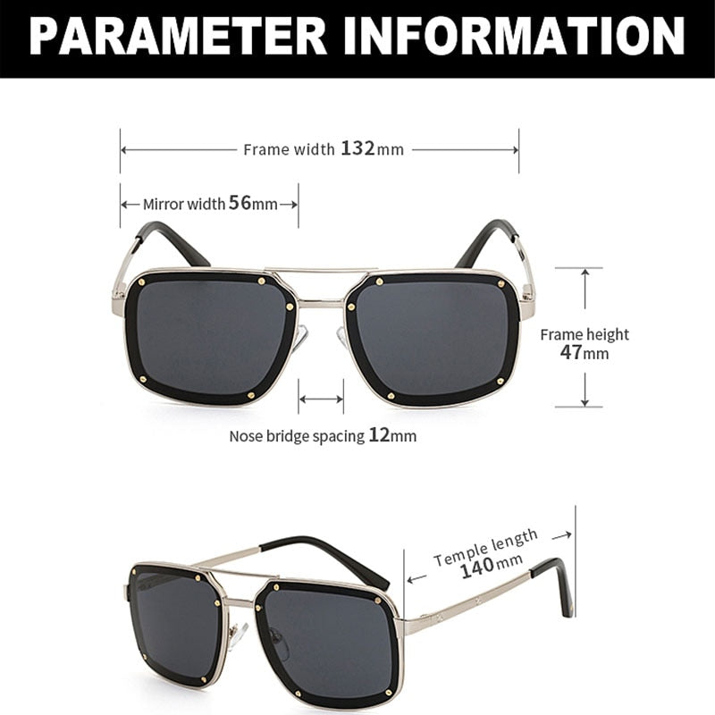 Lunettes De soleil rétro carrées à rivets pour hommes et femmes.