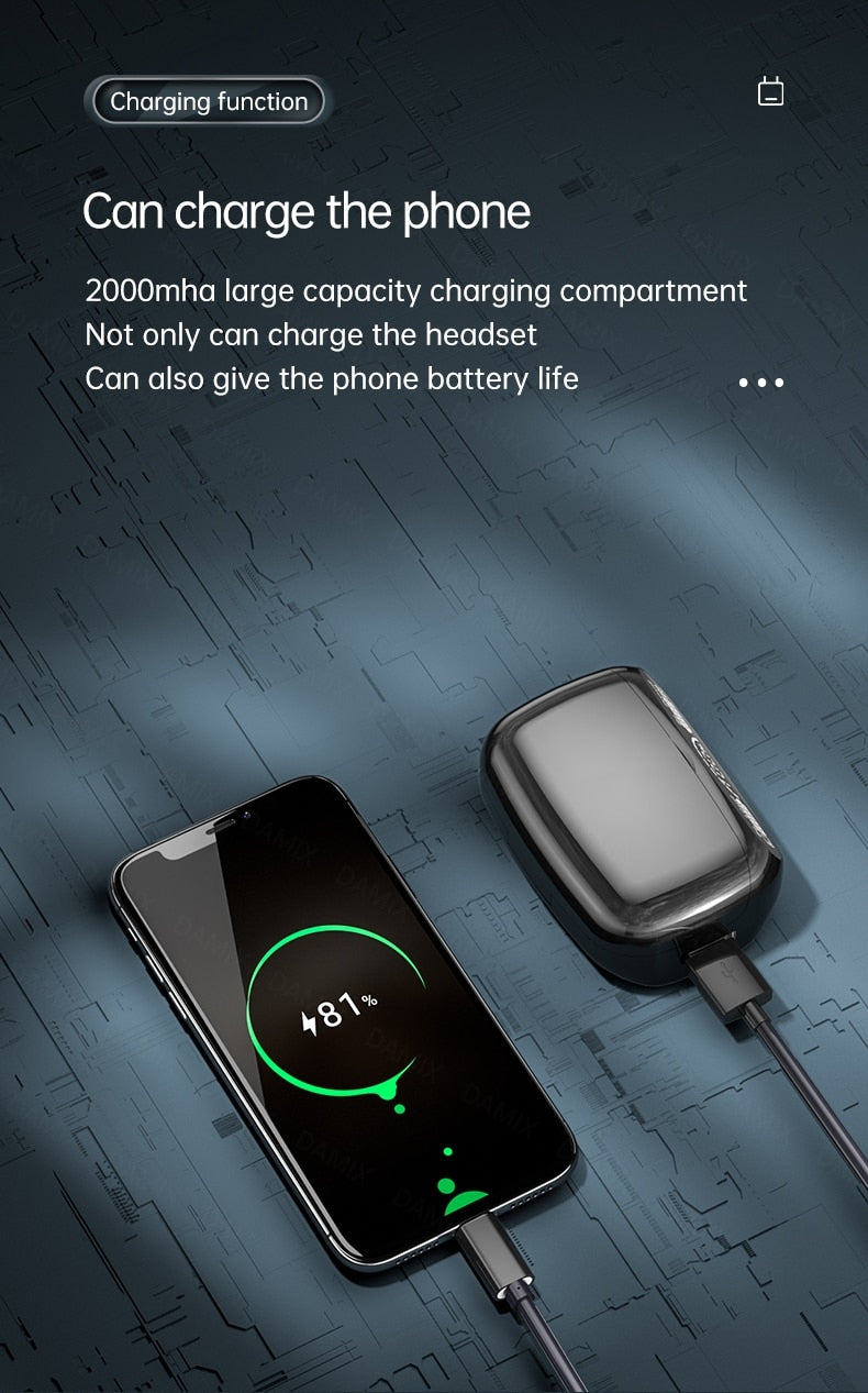 Nouveau sans fil V5.1 Bluetooth écouteur HD casque stéréo sport casque étanche avec double micro et étui de charge de batterie 2000mAh