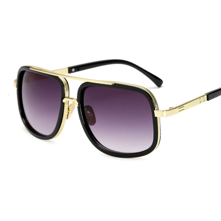 Lunettes de soleil avec carré doré pour hommes femmes.