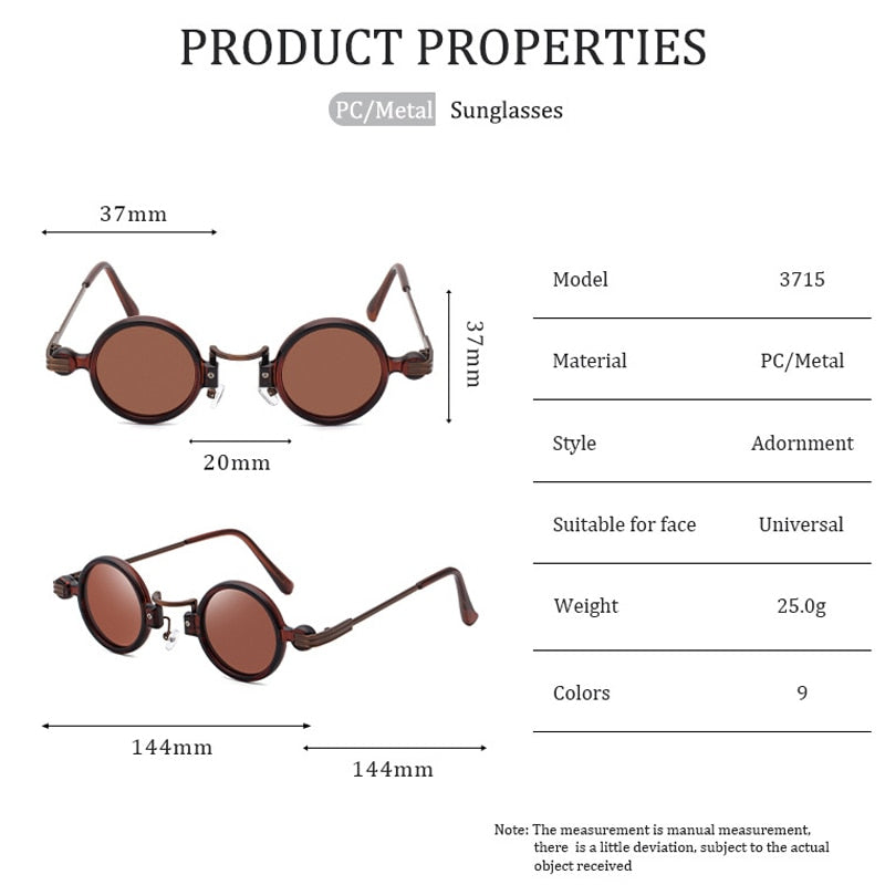 Lunettes De soleil Steampunk rondes Vintage pour hommes.