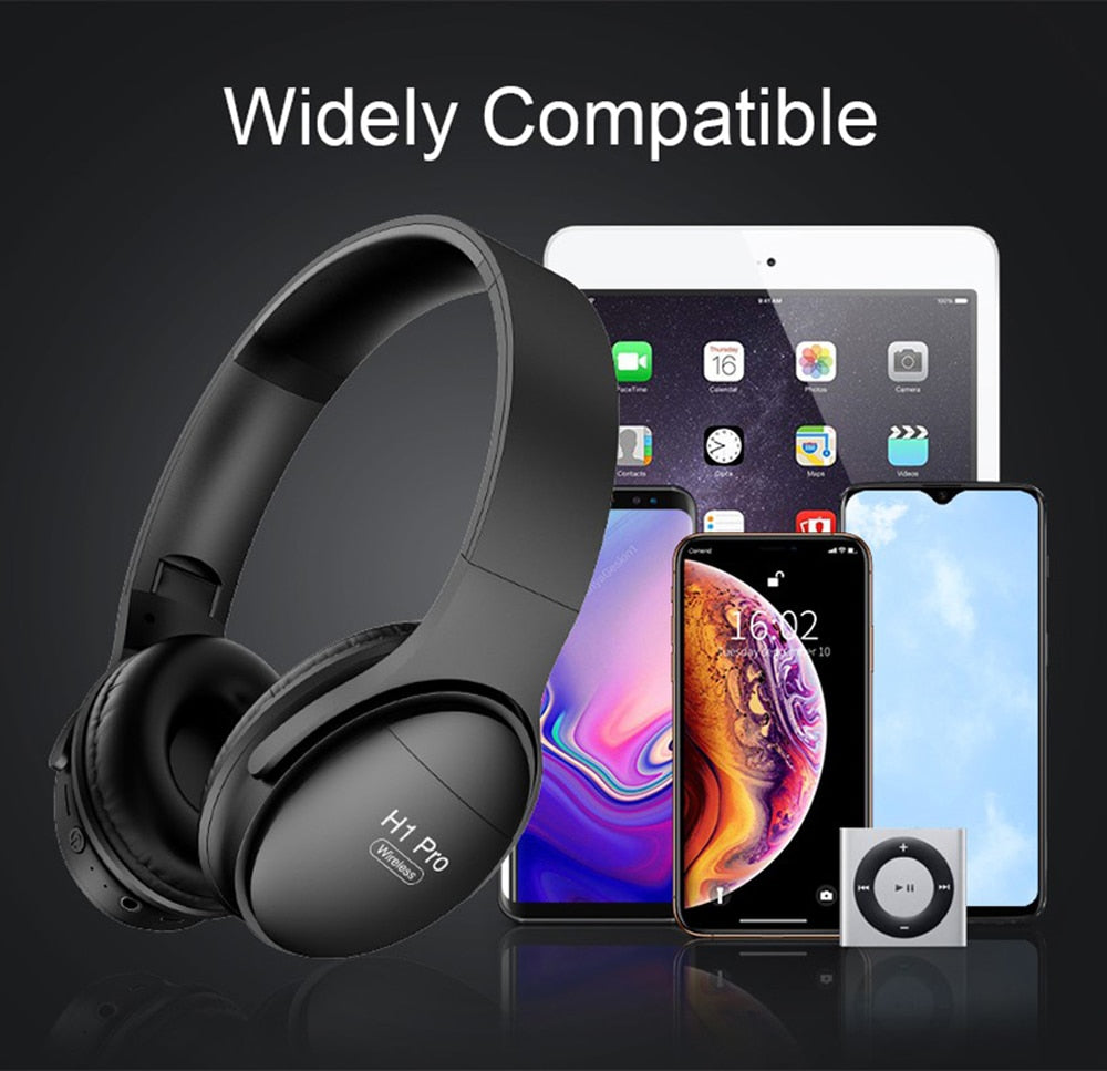 Casque sans fil H1 Pro Casque supra-auriculaire compatible Bluetooth 5.0 Écouteur stéréo HIFI avec prise en charge du micro Carte TF / câble audio