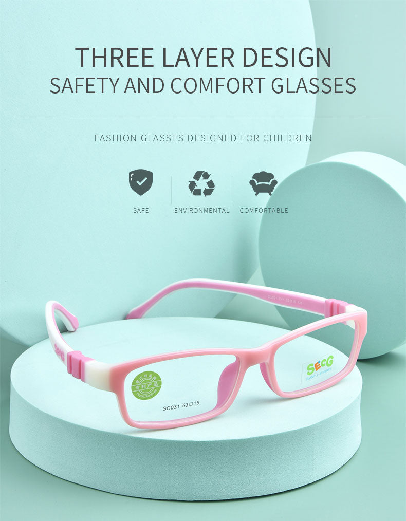 SECG – monture de lunettes carrées pour enfants, verres optiques détachables, pour myopie, hypermétropie, sans vis