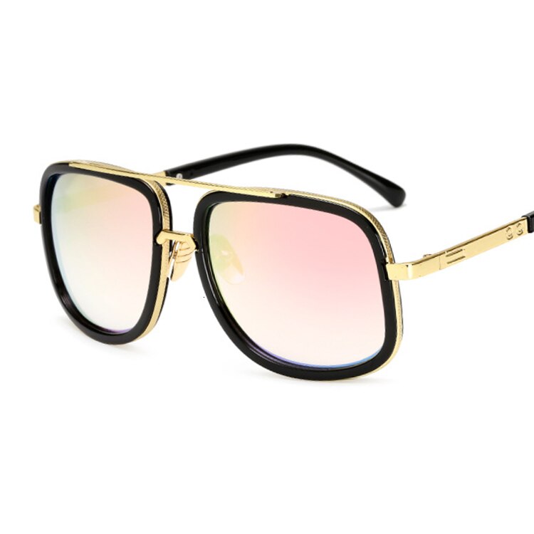 Lunettes de soleil avec carré doré pour hommes femmes.