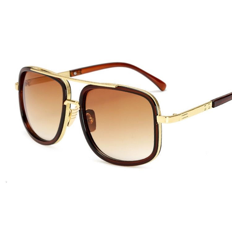 Lunettes de soleil avec carré doré pour hommes femmes.