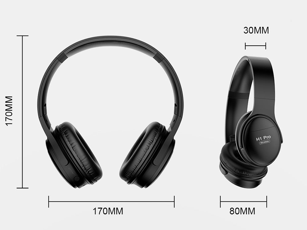 Casque sans fil H1 Pro Casque supra-auriculaire compatible Bluetooth 5.0 Écouteur stéréo HIFI avec prise en charge du micro Carte TF / câble audio