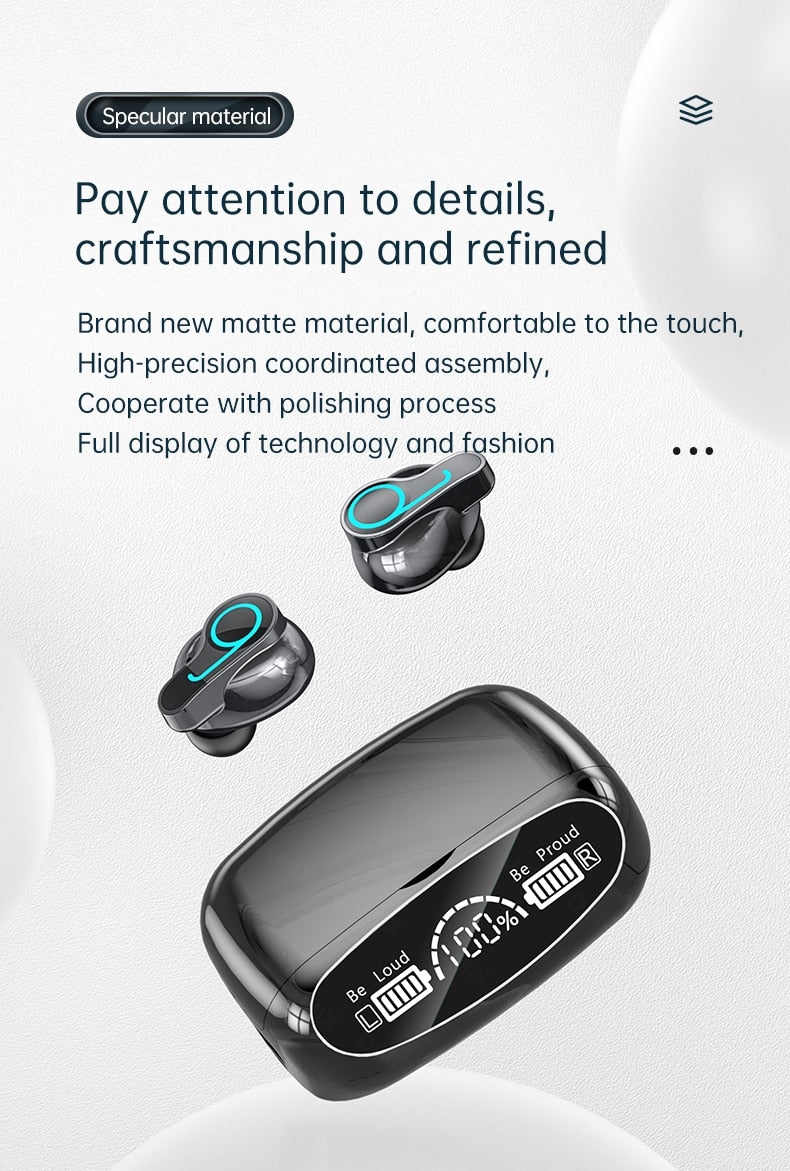 Nouveau sans fil V5.1 Bluetooth écouteur HD casque stéréo sport casque étanche avec double micro et étui de charge de batterie 2000mAh