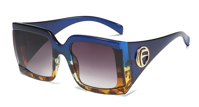 Lunettes de soleil Vintage UV400 à grande monture carrée pour femme et homme.