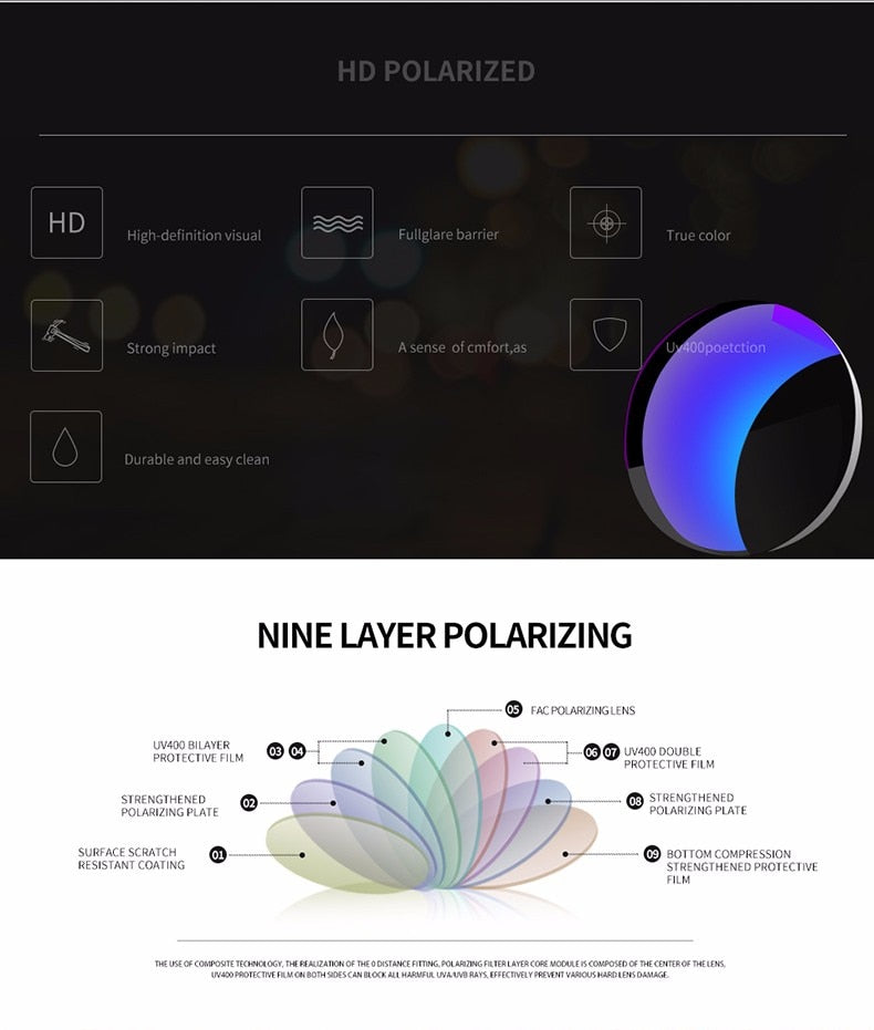 Lunettes de soleil de Sport pour hommes, polarisées, rectangulaires, UV400.