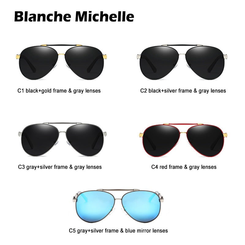 Lunettes De soleil polarisées Blanche Michelle Pilot hommes