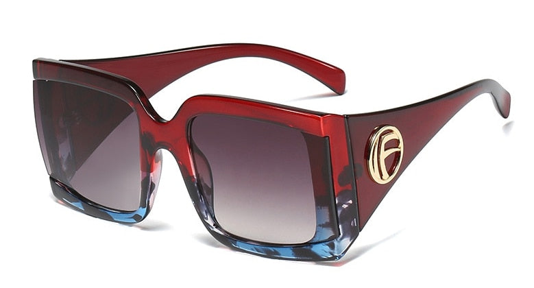 Lunettes de soleil Vintage UV400 à grande monture carrée pour femme et homme.