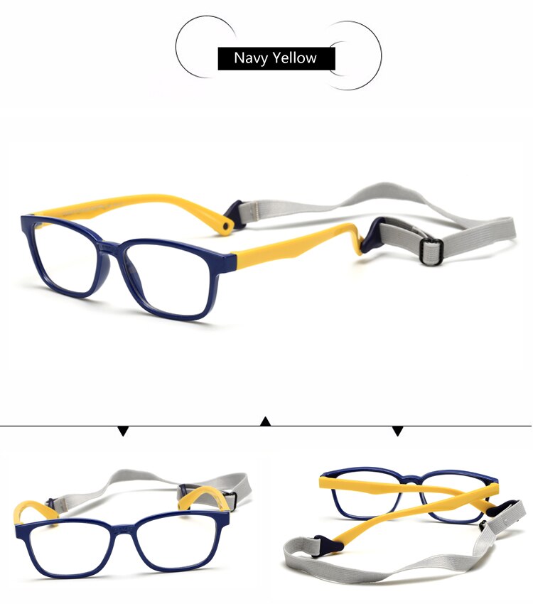 WarBLade – lunettes flexibles pour enfants, avec lanière, monture carrée, pour garçons et filles, degré de myopie, montures optiques TR90, 2020