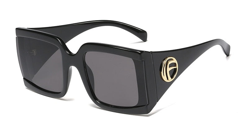 Lunettes de soleil Vintage UV400 à grande monture carrée pour femme et homme.