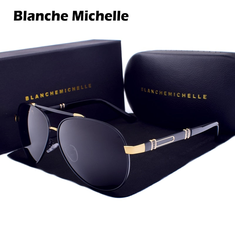 Lunettes De soleil polarisées Blanche Michelle Pilot hommes
