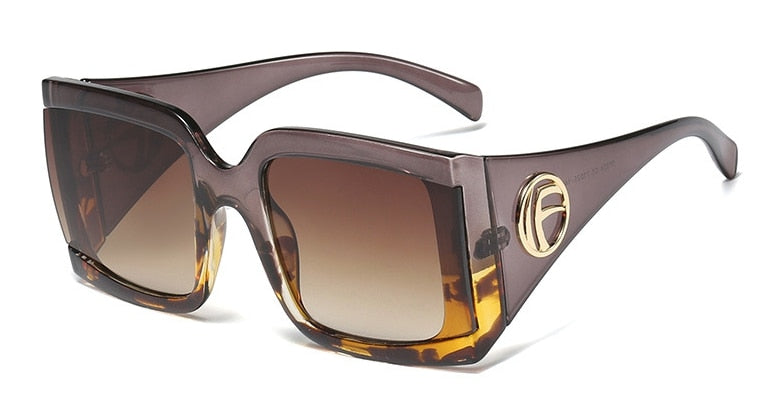 Lunettes de soleil Vintage UV400 à grande monture carrée pour femme et homme.