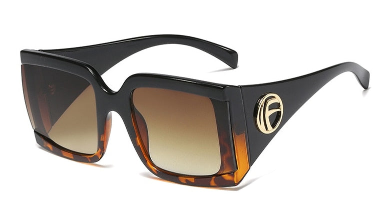 Lunettes de soleil Vintage UV400 à grande monture carrée pour femme et homme.