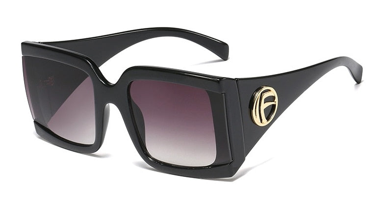 Lunettes de soleil Vintage UV400 à grande monture carrée pour femme et homme.