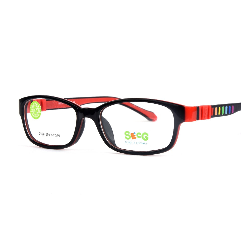 SECG – monture de lunettes en silicone souple pour enfants, verres de Prescription pour enfants, monture de lunettes optique de sécurité, Anti-chute de pression, TR90