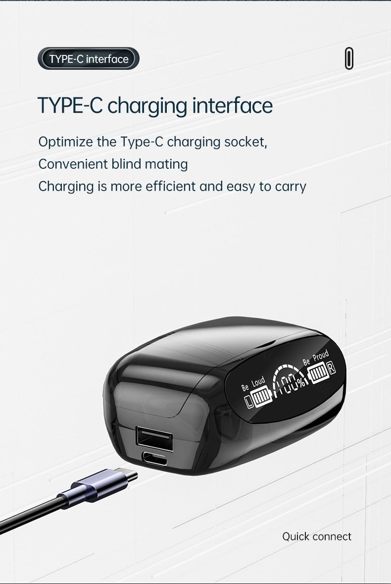 Nouveau sans fil V5.1 Bluetooth écouteur HD casque stéréo sport casque étanche avec double micro et étui de charge de batterie 2000mAh