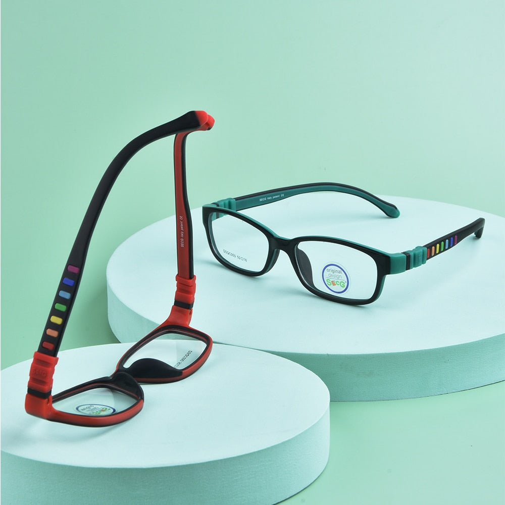 SECG – monture de lunettes en silicone souple pour enfants, verres de Prescription pour enfants, monture de lunettes optique de sécurité, Anti-chute de pression, TR90