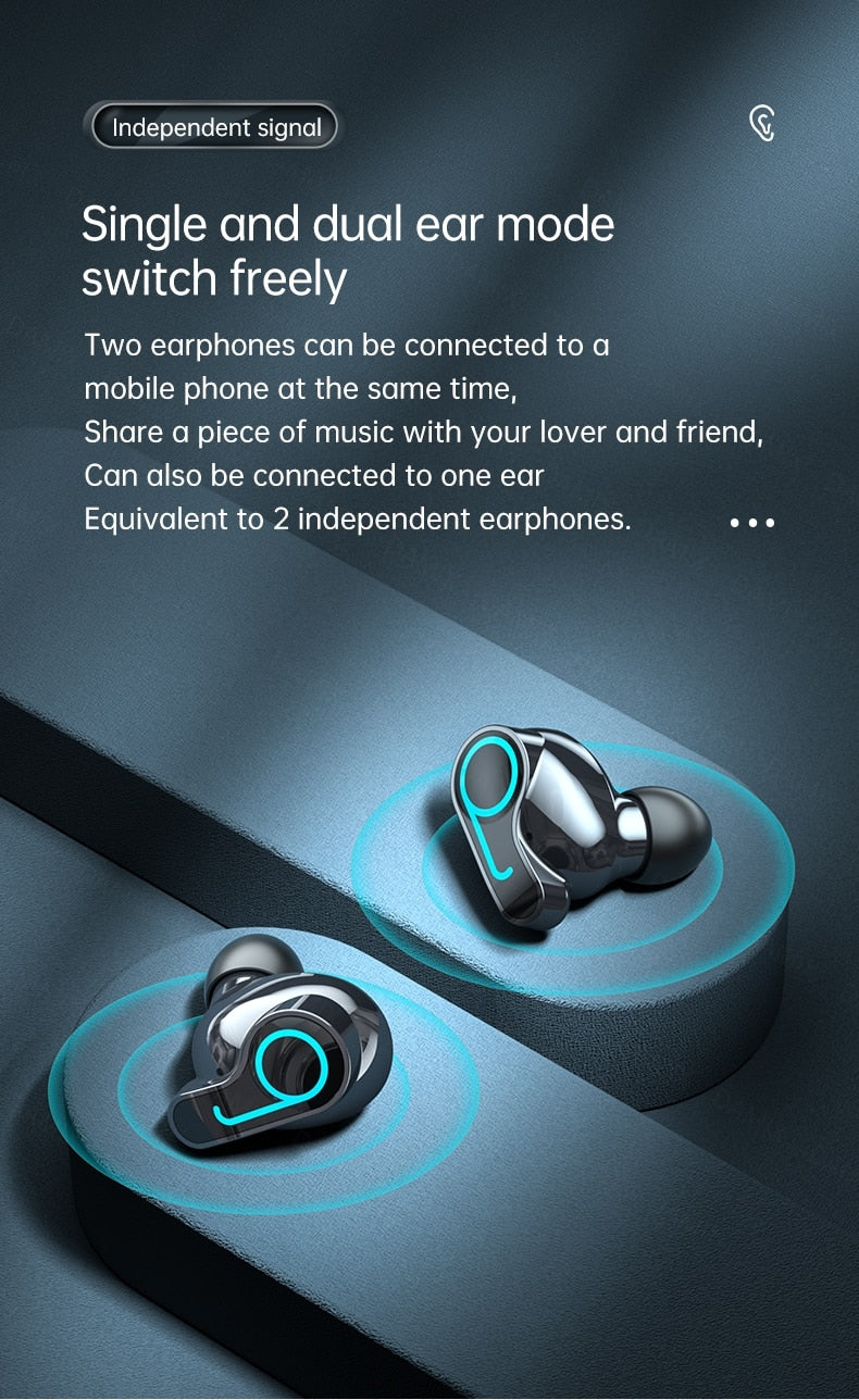 Nouveau sans fil V5.1 Bluetooth écouteur HD casque stéréo sport casque étanche avec double micro et étui de charge de batterie 2000mAh