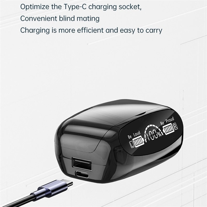 Nouveau sans fil V5.1 Bluetooth écouteur HD casque stéréo sport casque étanche avec double micro et étui de charge de batterie 2000mAh