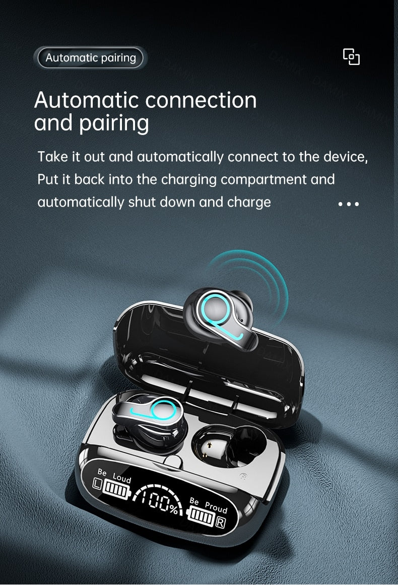 Nouveau sans fil V5.1 Bluetooth écouteur HD casque stéréo sport casque étanche avec double micro et étui de charge de batterie 2000mAh