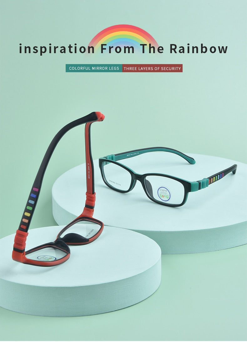 SECG – monture de lunettes en silicone souple pour enfants, verres de Prescription pour enfants, monture de lunettes optique de sécurité, Anti-chute de pression, TR90
