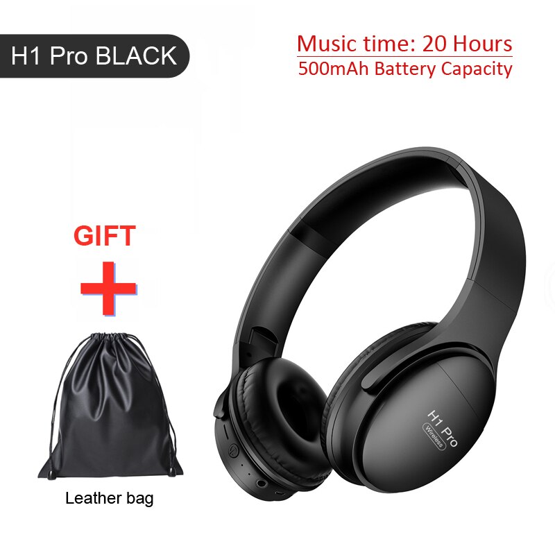 Casque sans fil H1 Pro Casque supra-auriculaire compatible Bluetooth 5.0 Écouteur stéréo HIFI avec prise en charge du micro Carte TF / câble audio