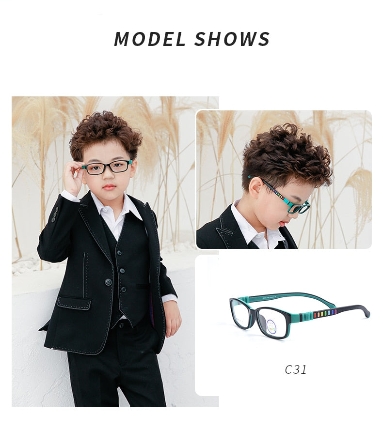 SECG – monture de lunettes en silicone souple pour enfants, verres de Prescription pour enfants, monture de lunettes optique de sécurité, Anti-chute de pression, TR90