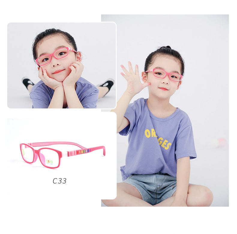 SECG – monture de lunettes en silicone souple pour enfants, verres de Prescription pour enfants, monture de lunettes optique de sécurité, Anti-chute de pression, TR90