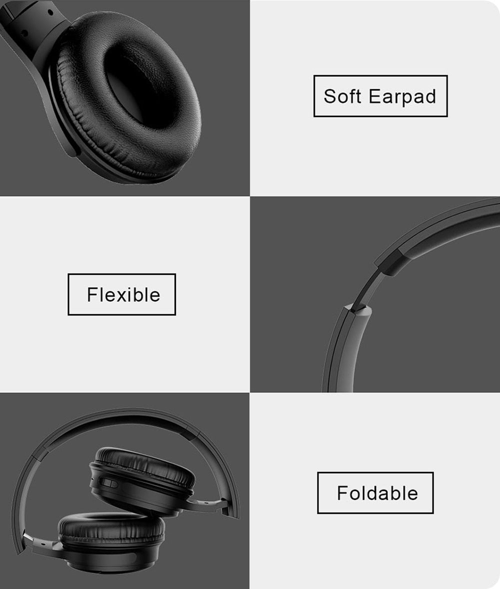 Casque sans fil H1 Pro Casque supra-auriculaire compatible Bluetooth 5.0 Écouteur stéréo HIFI avec prise en charge du micro Carte TF / câble audio