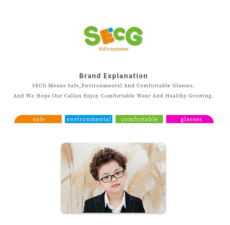 SECG – monture de lunettes en silicone souple pour enfants, verres de Prescription pour enfants, monture de lunettes optique de sécurité, Anti-chute de pression, TR90