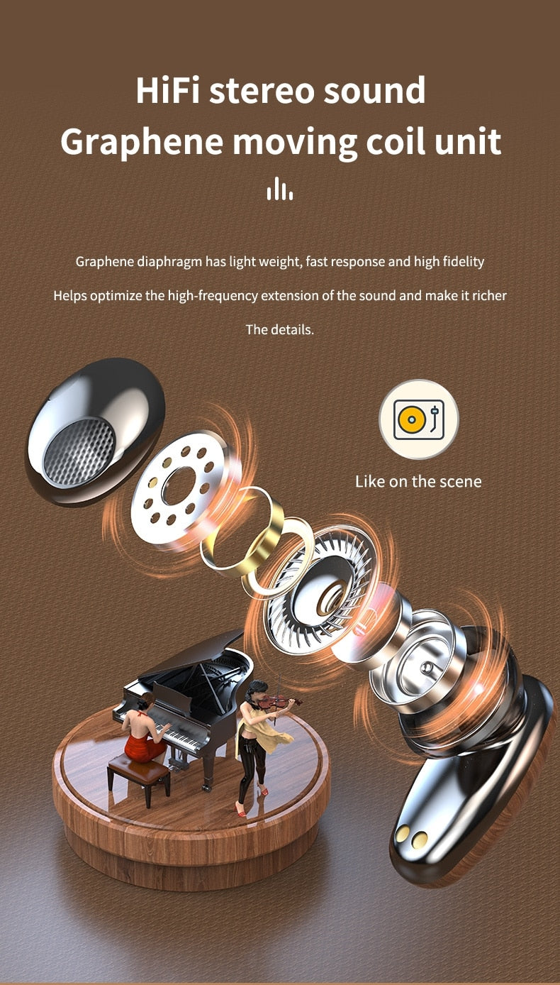 TWS Casques Sans Fil Bluetooth 5.2 Casque Intelligente Tactile Dans L'oreille HiFi Stéréo Écouteur Avec Micro Sport Bouchons D'oreilles Étanches