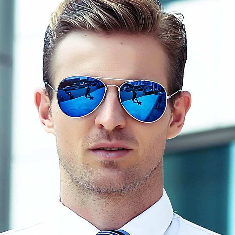 Lunettes de soleil aviateur bleu pour hommes et femmes, R3025, Aviation