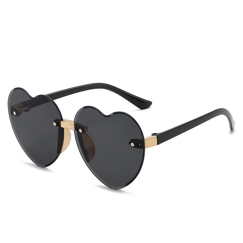 Nouveau élégant sans monture enfants mignon amour lunettes de soleil mode enfant rose dégradé lunettes de soleil garçon fille lunettes UV400 lunettes