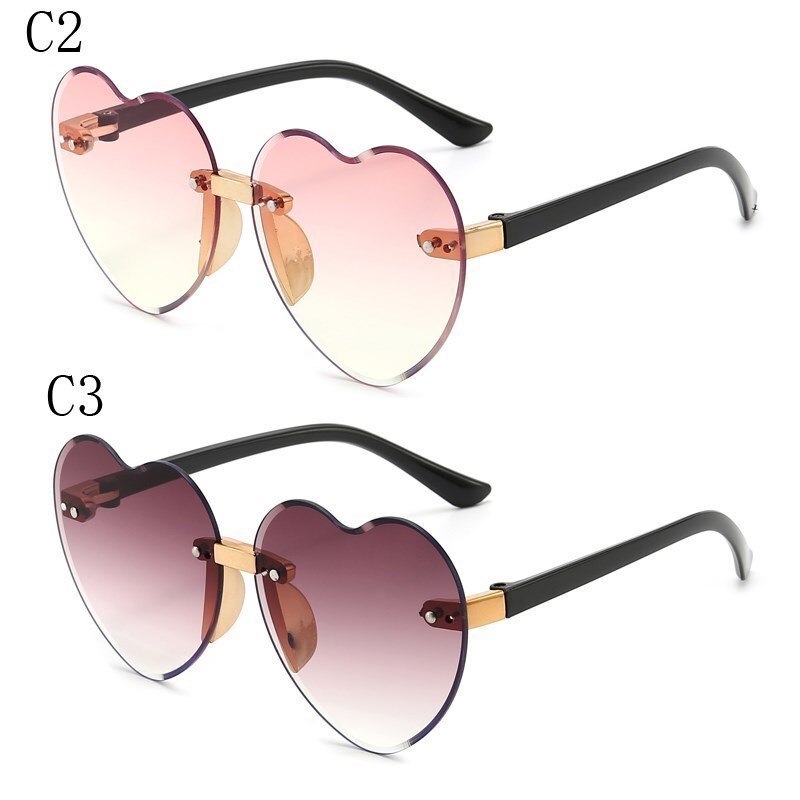 Nouveau élégant sans monture enfants mignon amour lunettes de soleil mode enfant rose dégradé lunettes de soleil garçon fille lunettes UV400 lunettes