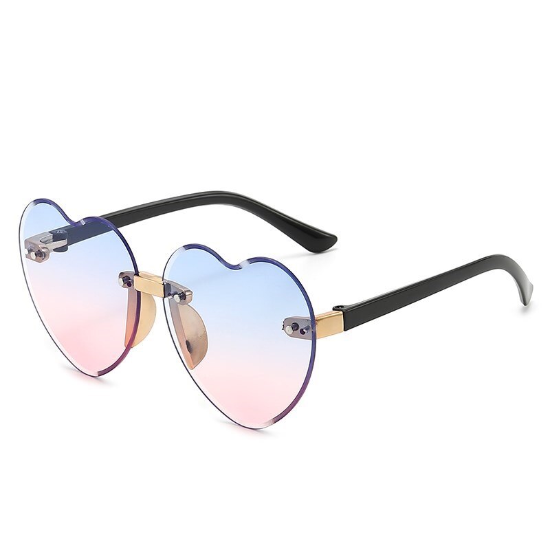 Nouveau élégant sans monture enfants mignon amour lunettes de soleil mode enfant rose dégradé lunettes de soleil garçon fille lunettes UV400 lunettes