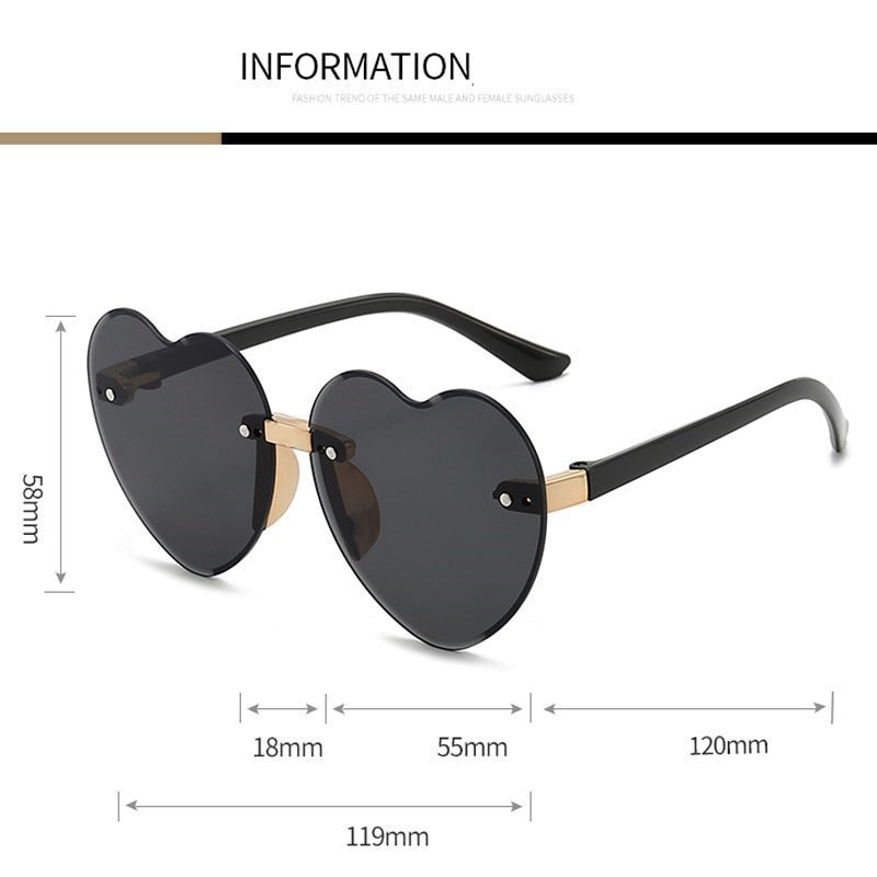 Nouveau élégant sans monture enfants mignon amour lunettes de soleil mode enfant rose dégradé lunettes de soleil garçon fille lunettes UV400 lunettes