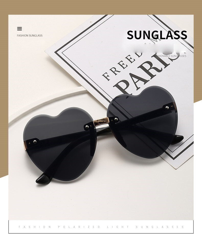 Nouveau élégant sans monture enfants mignon amour lunettes de soleil mode enfant rose dégradé lunettes de soleil garçon fille lunettes UV400 lunettes