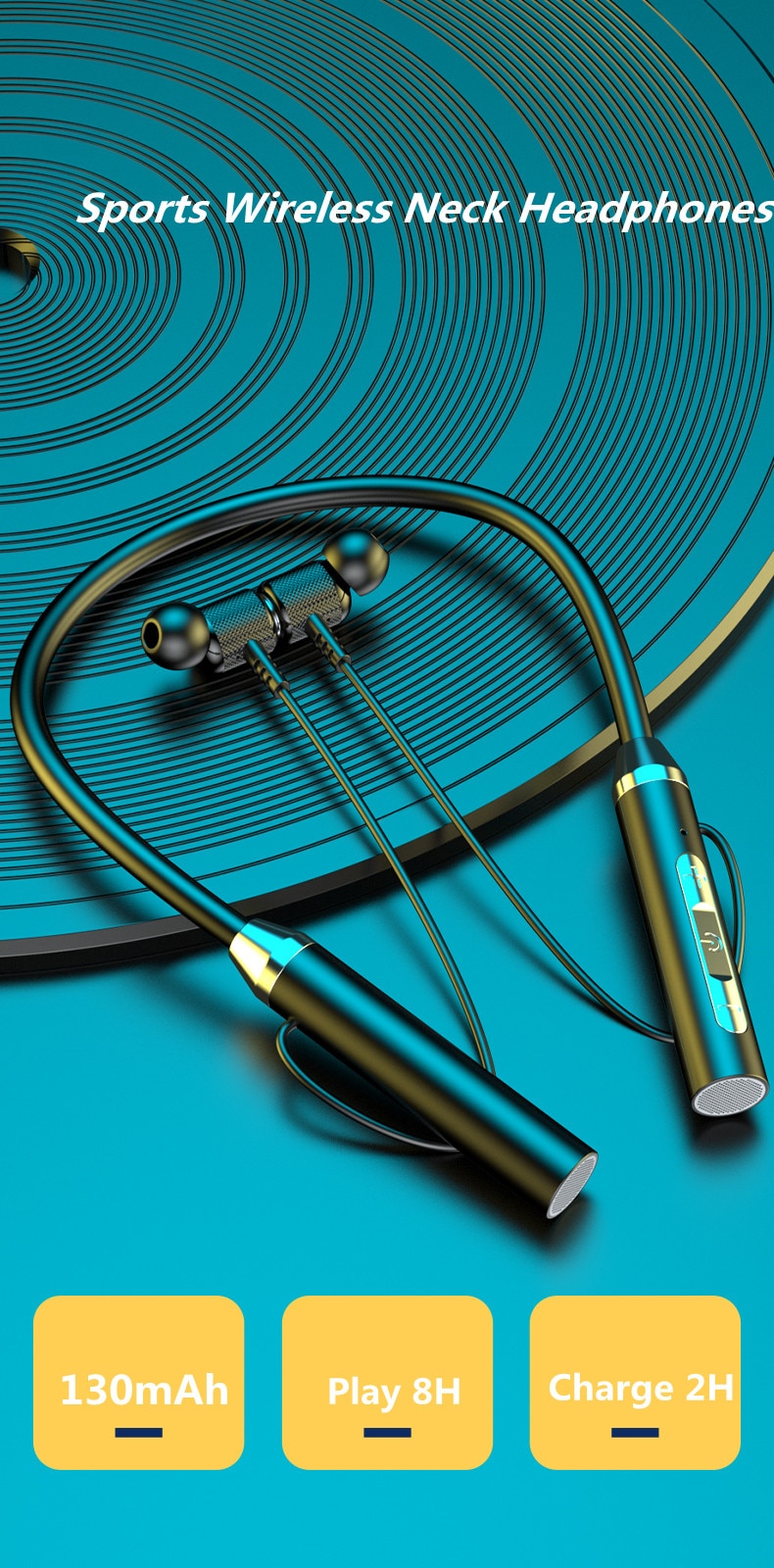 TWS cou sans fil Bluetooth 5.0 écouteurs magnétique sport course casque étanche écouteurs réduction du bruit casque