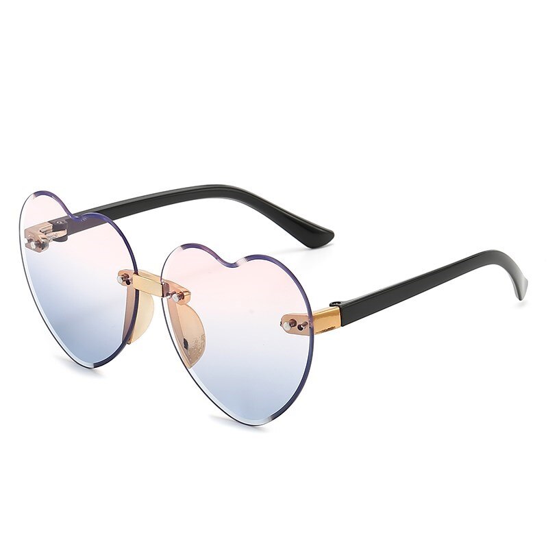 Nouveau élégant sans monture enfants mignon amour lunettes de soleil mode enfant rose dégradé lunettes de soleil garçon fille lunettes UV400 lunettes